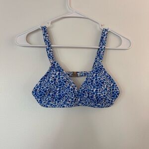 Blue and White Floral Bikini Top